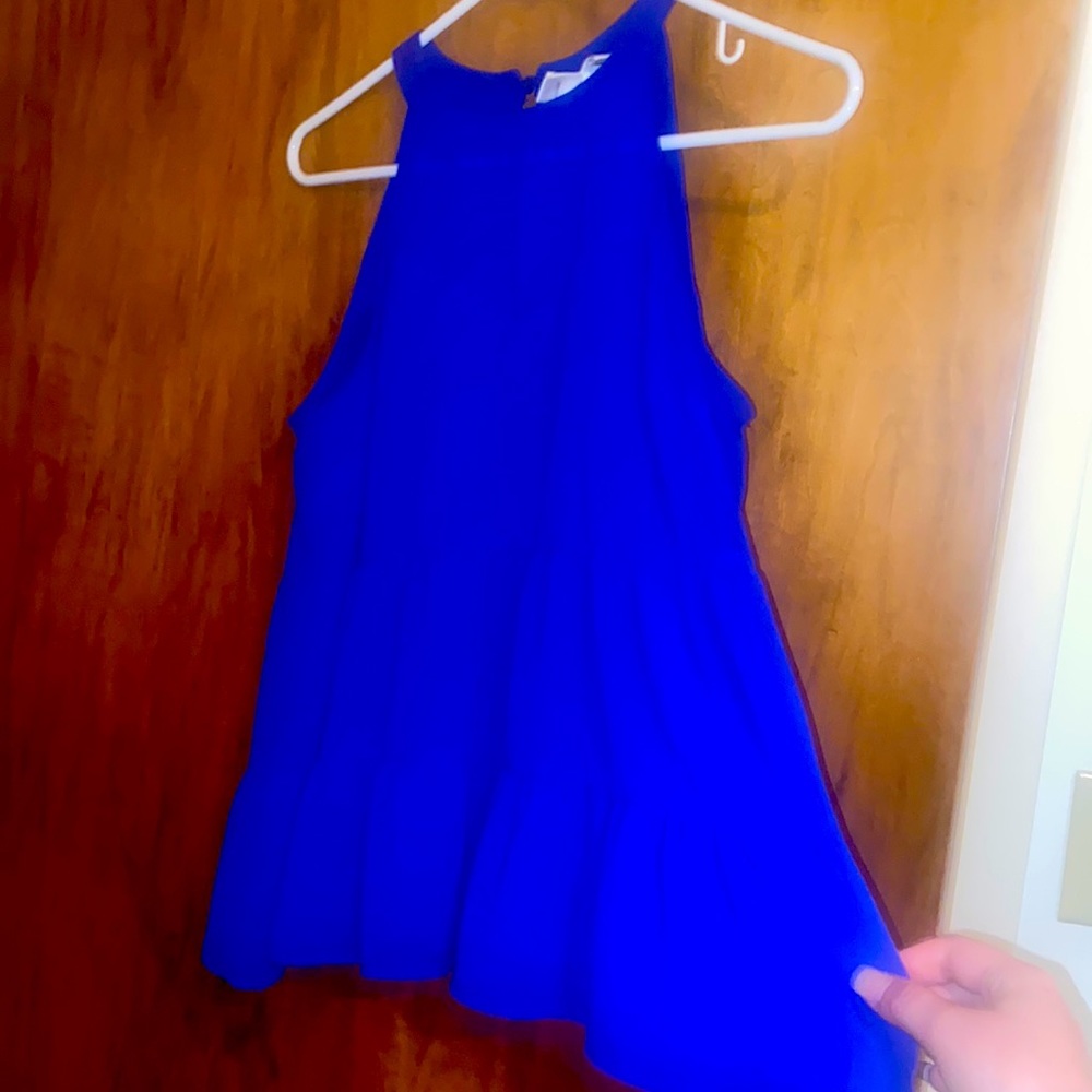 Monteau Royal blue crop Baby doll style top - size small